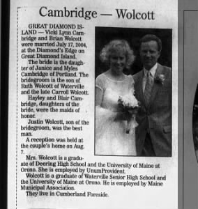 Marriage of Cambridge / Wolcott