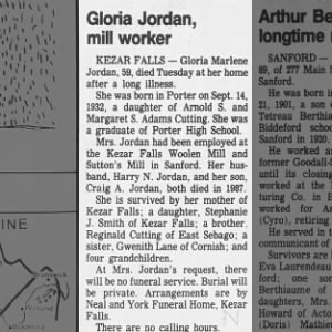Obituary for Gloria Mairlene Jordan